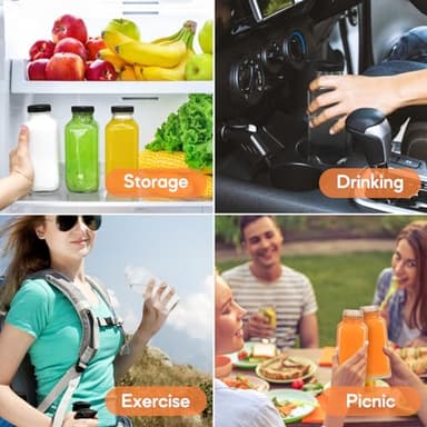 STARSIDE 16oz Glass Juice Bottles with Lids 12 Pack - Square Reusable Drinking Jars for Juicing, Milk, Kombucha - Includes 1 Sponge Brush, 12 Colored Labels - Image 5