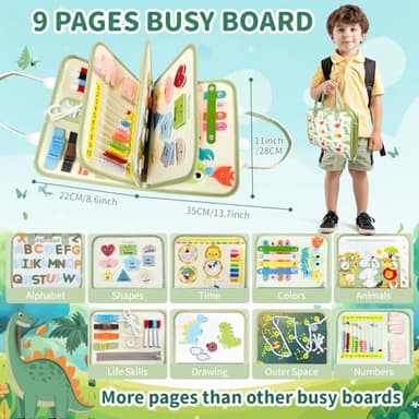 Aurasys Toddler Busy Board - Montessori Busy Book Travel Toys Sensory Board Educational Activity Book for Learning Fine Motor Skills, Gifts for Girls Boys Toddler - Image 4