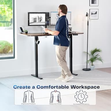 VIVO Electric 63 x 32 in Rustic Standing Desk, Memory Height Adjustment, 1B Series, Vintage Brown Top Black Frame, DESK-KIT-1B1N - Image 4