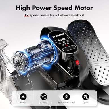 Under Desk Elliptical Machine, Leg Exerciser as Seen on TV While Sitting for Senior with Remote Control, Portable & Quiet Pedal Exerciser with 12 Adjustable Speed, Black - Image 2