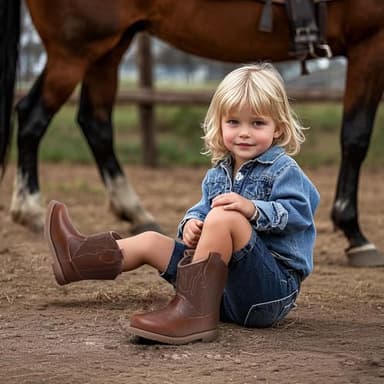 Blikcon Toddler Cowboy Boots for Boys Girls Baby Infant Cowgirl Boots Round Toe All Seasons 6-36 Months (Infant/Toddler) - Image 6