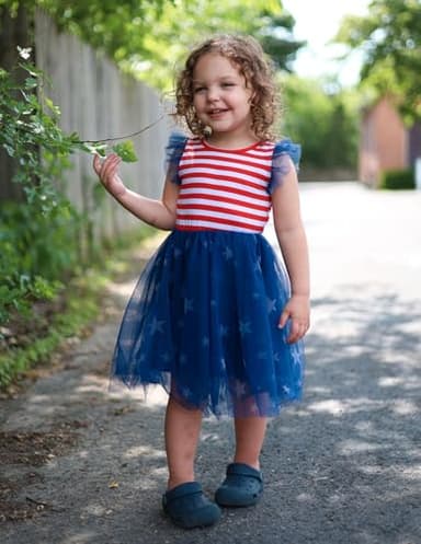 Arshiner Girls Tutu Dress 4th of July Dress Toddler Tulle Dresses Red Stripes 6 Years - Image 8