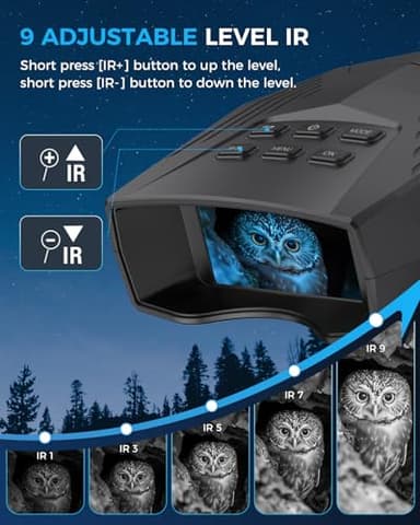 Night Vision Goggles - Night Vision Binoculars for Adults, 5000mAh Rechargeable Infrared Binoculars with 3'' Large Screen, 10X Digital Zoom External Flashlight for Camping - Image 3