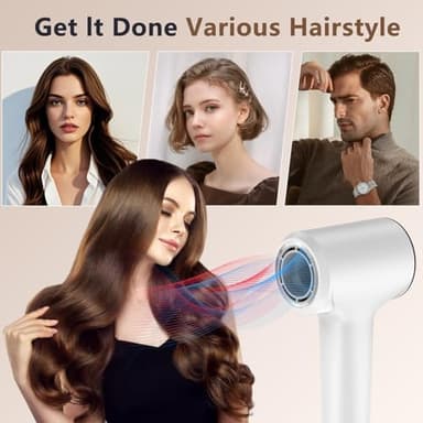 Hair Dryer,Plasma Hair Dryers for Women & Men - 110,000 RPM Professional High-Speed Blow Dryer with 400 Million Plasma, Magnetic Nozzle, HD Display & Cool/Hot Air Modes | Fast Drying & Thermo-Control - Image 6