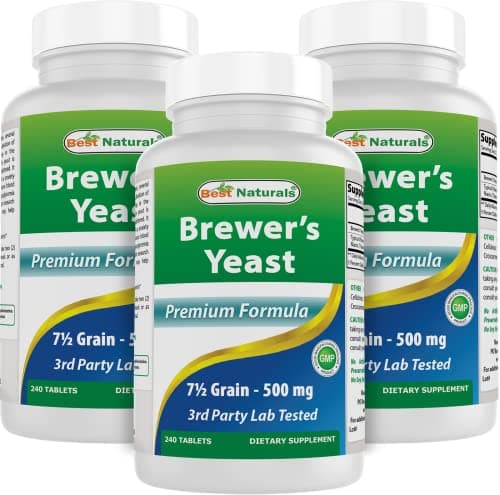 Best Naturals, Brewers Yeast, 7-1/2 Grains with Vitamin B1, Vitamin B2, 1000 mg 240 Tablets (240 Count (Pack of 3)) - Image 1