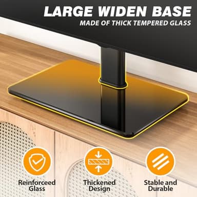 5Rcom Universal Swivel TV Stand for 27-60 inch Curved/Flat Screen TVs, Table Top TV Base Replacement Holds up to 88 lbs, Height Adjustable TV Stand Mount with Tempered Glass Base, MAX VESA 400x400mm - Image 5