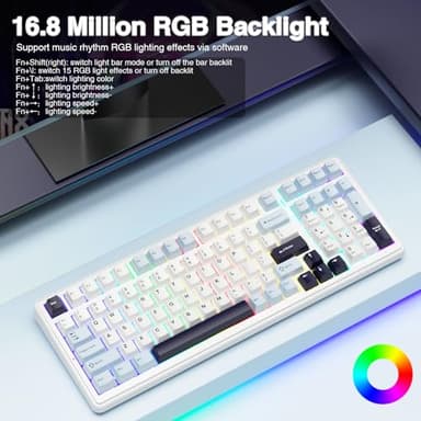 AULA F99 Wireless Mechanical Keyboard, Hot Swappable Custom Keyboard,Pre-lubed Linear Switches,Gasket Structure,RGB Backlit Gaming Keyboard (Blue&White) - Image 4