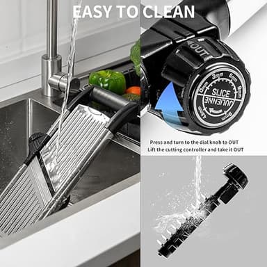 Mandoline Food Slicer, Adjustable Mandoline Slicer for Kitchen, Stainless Steel Mandolin Vegetable Chopper for Potato/Tomato/Onion, Vegetable Slicer Julienne Cutter with Cut-Resistant Gloves - Image 6