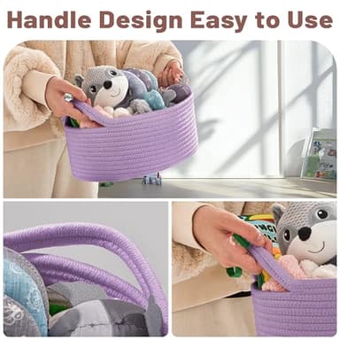 Bufims Small Woven Purple Gifts Basket for Storage Empty with Ribbons and Bags Durable Cute Gifts 12"X 8" X 5" Small Rope Basket for Gifting - Image 4