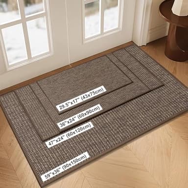 LEKEEPGO Door Mat 17"x29", Non Slip Door Mat Indoor Entrance, Rubber Backing Indoor Door mat Washable Absorbent Low-Profile Doormat Front Entryway Entry Resist Dirt Inside Door Mats, Brown - Image 2