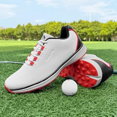 Zakey Golf Shoes Men Sipkeless Golf Wears for Male Golfers Sneakers Outdoor Walking Footwears (9.5,WhiteRed) - Image 7