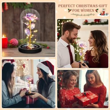 Childom Birthday Gifts for Women,Flowers for Delivery Prime,Colorful Rainbow Light Up Rose in A Glass Dome,Christmas Rose Gifts for Her Mom Women Wife Girl Grandma on Christmas Anniversary Valentines - Image 7