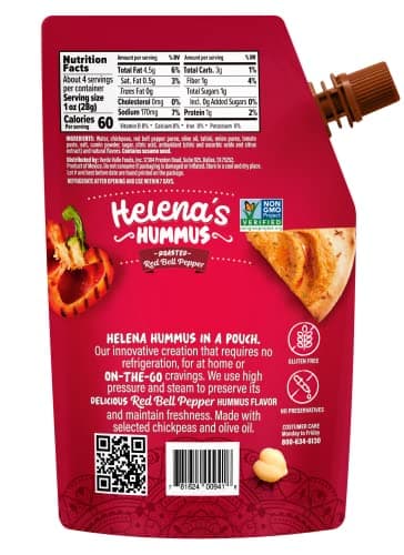 Helena Hummus (12-pack), Shelf-Stable, No Added Preservatives, 8 Natural Classic 4.23 oz and 4 Roasted Bell Pepper Hummus To-Go, 4.23 oz (4 Tripacks) - Image 7