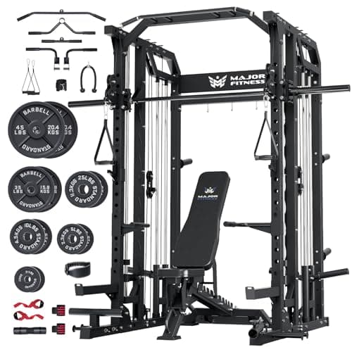 Major Fitness Drone2 Smith△ Machine – All-in-One Home Gym Squat Rack with Weight Bar, Dual LAT Pull-Down Systems & Cable Crossover Machine for Full-Body Workouts - Image 1