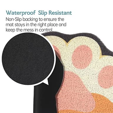 Rarenut Cute Cat Litter Mat 35”x24”, Litter Box Mat, Litter Trapping Mat, Soft on Kitty Paws, Easy Clean, Anti Slip, Pet Accessories, Door Floor mats - White Pink90*60 - Image 5