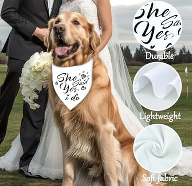 Raisingwell Engagement Gift for Couples Dog Bandana 1 Pack 2 Pattern Reversible, She Said Yes Dog Bandanas,Wedding Party Triangle Scarf for Medium to Extra Large Breed Dogs(X-Large) - Image 4