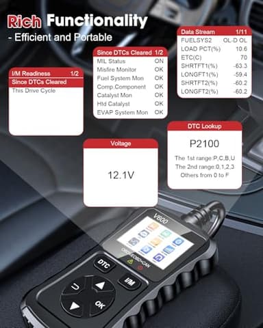 XIAUODO OBD2 Scanner Car Code Reader Support Voltage Test Plug and Play Fixd Car CAN Diagnostic Scan Tool Read and Clear Engine Error Codes for All OBDII Protocol Vehicles Since 1996(Black) - Image 6