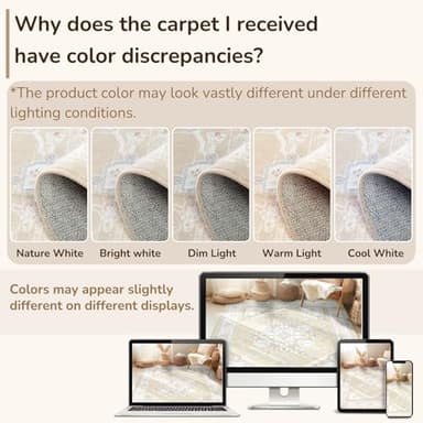 BESTSWEETIE 8x10 Area Rugs for Living Room Washable Non Slip Carpet Low Pile Soft Vintage Print Pattern Rug for Bedroom Dining Room Kitchen Entryway Indoor-Cream/Light Yellow/Brown/Blue/Red/Pink - Image 5