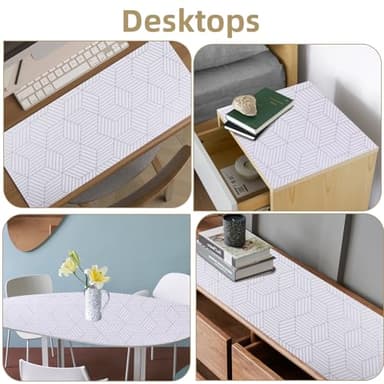 Shelf Liners for Kitchen Cabinets Non Adhesive Shelf Liner Paper Non-Slip Thickened Drawer Liner Easy to Clean for Tool Box Refrigerator with Knife and Tape Measure, Silver Geometric, 11.8 x 118 in - Image 8