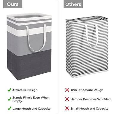 HomeHacks 2-Pack Large Laundry Basket, Waterproof, Freestanding Laundry Hamper, Collapsible Tall Clothes Hamper with Extended Handles for Clothes Toys in the Dorm and Family Gradient Grey, 88L - Image 5