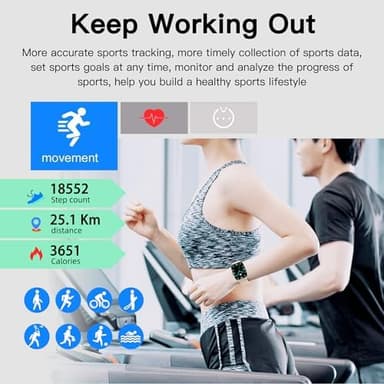 Othalne Smart Watch (Answer/Make Call), 1.85" Smartwatch for Android Phones and iPhone with Heart Rate,Sleep Monitor,Pedometer, 100+Sports Fitness Watch, IP68 Waterproof Fitness Tracker for Men Women - Image 4