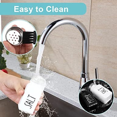 2 Pack Salt and Pepper Shakers Set, Glass Shaker with Stainless Steel Lid, Modern and Cute Farmhouse (Black and White) - Image 5