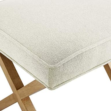 Amazon Basics Small Ottoman Foot Rest, Mid-Century Modern X Square Polyester Foot Stool, Linen, Ivory White, 18"D x 19.8"W x 18.3"H (Previously Rivet Brand) - Image 5