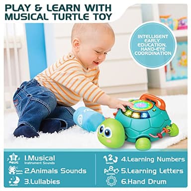 Jyusmile Baby Toys 6 to 12 Months, Musical Turtle Crawling Infant Toys, Early Learning Educational Toy with Light & Sound, Christmas Birthday Gifts for Boy Girl 7 8 9 10 11 Month 0-1 Year Old - Image 4