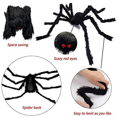 Halloween Decorations - 295" Halloween Spider Web Decorations Outdoor + 59" Giant Fake Spider with Triangular Huge Spiders Web - Scary Decor Clearance for Yard, Patio, Garden, Haunted House Décor - Image 4