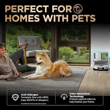 Shark Robot Vacuum & Mop Combo, PowerDetect NeverTouch Pro,Self-Emptying,Self-Refill with Self-Clean Pad Wash & Dry, 60-Day Debris Capacity,30-Day Refill Tank, 5PowerDetect Technologies,White,AV2800ZE - Image 7