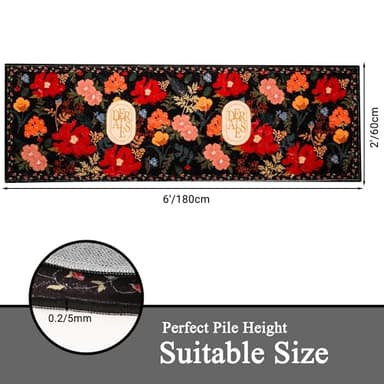 ROTTOGOON Hallway Runner Rug 2'x6' Washable Soft Floral Rug with Rubber Backing Stain Resistant Non-Slip Bohemian Runner Rugs for Hallway Entryway Laundry Room Kitchen Bathroom - Image 2