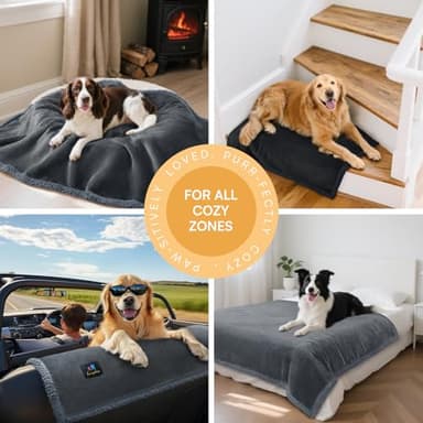 Luciphia Waterproof Bed Blanket Washable, Soft Sherpa Fleece Puppy Reversible Throw Blankets for Medium Large Dog Cat, Furniture Cover Protector Couch Bed from Liquid Pee and Pet Fur, Grey,85" x 57" - Image 5