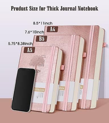 Lined Journal Notebook -365 Pages A5 Thick Journals for Writing Ruled Notebook, Pink Hardcover Leather Journals for Women Men, Daily Journal Notebook for Work, Note Taking ( 5.75'' X 8.38'' Rose Gold) - Image 2
