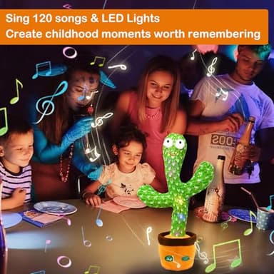 Hunfur Dancing Mimicking Talking Cactus Toy,Funny Gift for Toddler 1 2 3 Year Old Boy Girl,Singing Record Repeat What You Say Light Up Baby Infant Toys 6-12 12-18 Months (Volume Adjustment) - Image 6