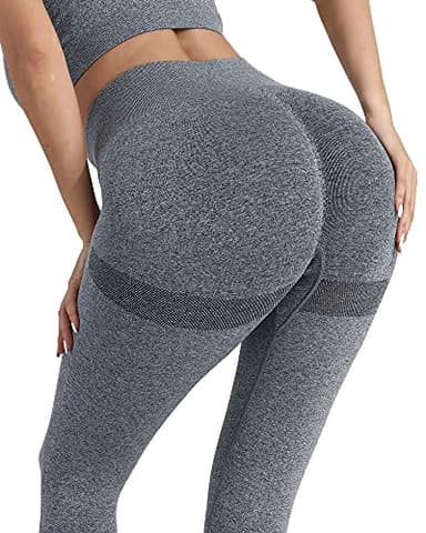 CHRLEISURE 3 Piece Workout Leggings Sets for Women, Gym Scrunch Butt Butt Lifting Seamless Leggings (Black, DGray, Burgundy, S) - Image 2