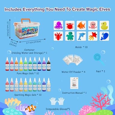 Kiditos Magic Water Elf Toy Kit–Squishies for Kids, 20 Gels & 10 Molds, Magic Gel Water Pets Sensory Toy, Fun DIY Craft Kit,Party Favors, Birthday & Christmas Gifts for Kids Ages 3+ - Image 4