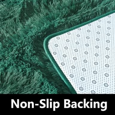 Awaytail Fluffy Rug Washable 5x7 Feet, Emerald Green Nursery Rug for Baby Girl Play Room Cute Large Rugs for Living Room - Image 4