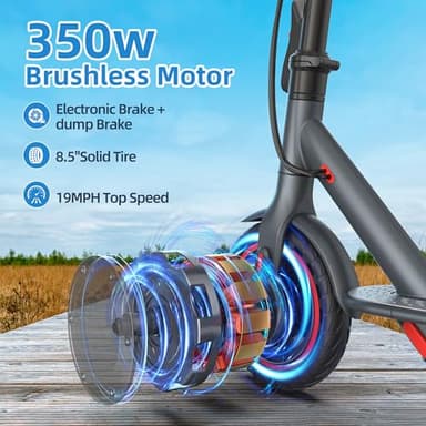 Electric Scooter Adults, Powerful 350W E-Scooter, Max 19 Mph & 15-19 Miles Range Scooters, Folding Scooters with 8.5" Solid Tires, Commuting Scooter Kick Scooter with APP Control - Image 3