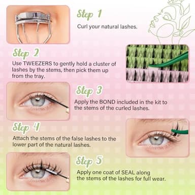 KEYYOU Fairy Lash Clusters Kit, Manga Eyelash Extension Kit at Home, D Curl, Wispy Natural Invisible Band Lash with Waterproof DIY, Fairy-D-8-18MIX, 144 pcs - Image 7