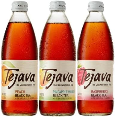 Tejava Black Tea Sampler, 12 ounce (12-Pack) Glass, Unsweetened, Peach, Raspberry and Pineapple-Mango, Ready-to-Drink Premium Iced Tea - Image 6