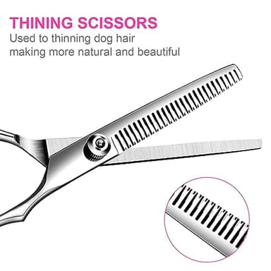 TINMARDA 5 in1 Dog Grooming Scissors Kit, Professional Dog Scissors for Grooming with Safety Round Tips, Titanium Coated Grooming Shears for Dogs Cat Pet At Home - Image 4