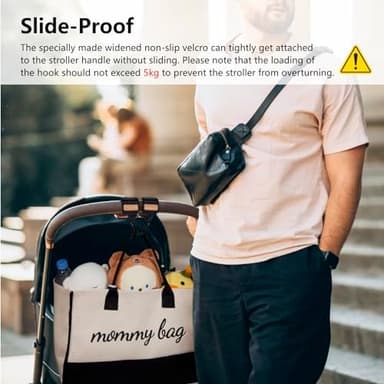 TOPDesign Universal Baby Stroller Organizer, Stroller Caddy with Detachable Mesh Bag & Heightened Insulated Cup Holders & Non-Slip Secure Hooks Accessories, Fits Most Strollers (Checkerboard - Image 6