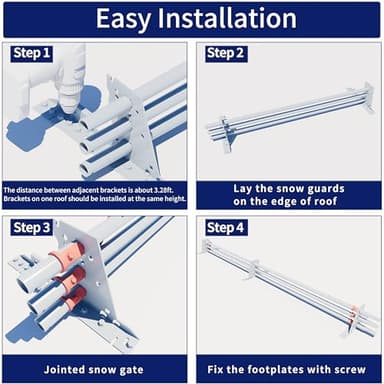 Lahoreeky Snow Guard Railing, 8ft Roof Snow Ice Guards for Metal Roofs and Wood Roofs, Stop Snow from Sliding Off Your Roof, Extendable, Gray - Image 4