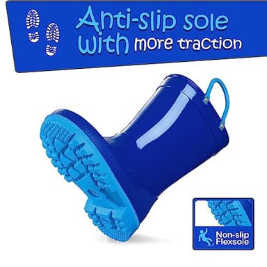 K KomForme Kids Girls & Boys Rain Boots with Easy-on Handles Waterproof Outdoors - Image 4