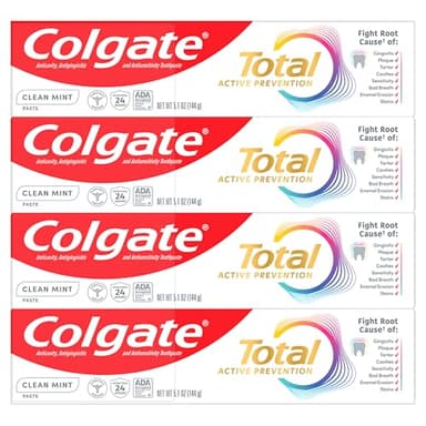 Colgate Total Clean Mint Toothpaste, 10 Benefits, No Trade-Offs, Freshens Breath, Whitens Teeth and Provides Sensitivity Relief, Clean Mint Flavor, 4 Pack, 5.1 Oz Tubes - Image 1