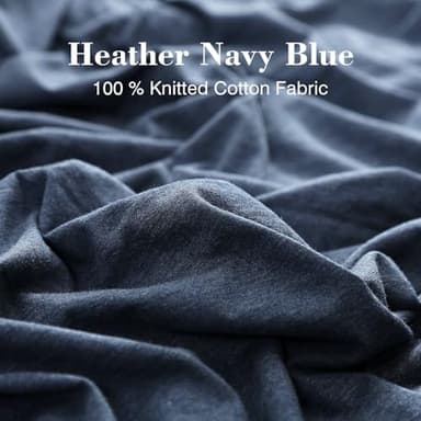 PURE ERA Jersey Knit Duvet Cover Set 100% T-Shirt Cotton Super Soft Comfy 2pc Bedding Set with Zipper Closure (Heather Navy Blue,Twin) - Image 8