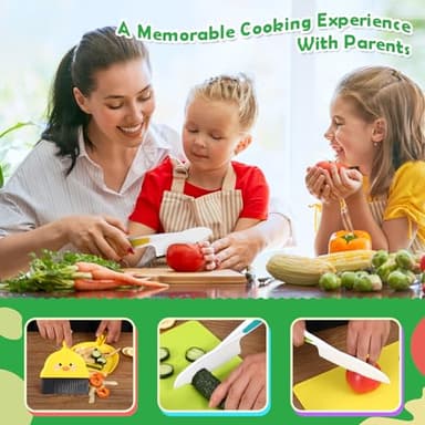 14PC Montessori Toy Safe Kitchen Knife Set for Toddler, Kids Knife Set for Real Cooking with Cutting Board, Gift for 3-12 Year Old Girl Boy Bithday Chistmas, Little Chef Cooking Tool for Kid Age 3-12 - Image 5