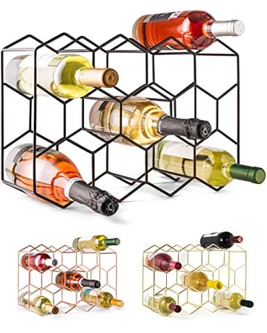 Gusto Nostro Countertop Wine Rack - 14 Bottle Freestanding Modern Black Metal Small - 3 Tier Tabletop Wine Holder Stand for Cabinet, Pantry - Wine Racks Countertop - No Assembly Required - Image 1