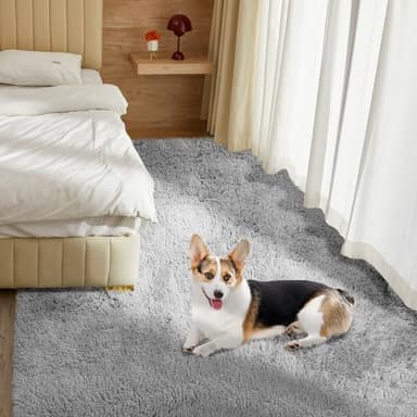 Ultra Soft Rug for Living Room, 8X10 Light Grey Fluffy Shag Area Rug for Bedroom, Modern Shaggy Carpets Fuzzy Rug for Teens Dorm Nursery Home Decor Aesthetic, Upgrade Anti-Skid Durable - Image 9