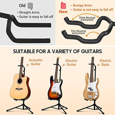 CAHAYA Universal Floor Guitar Stand - Folding Stands with Neck Holder for Acoustic, Electric, Classical & Bass Guitars - 2Pack CY0287 - Image 5